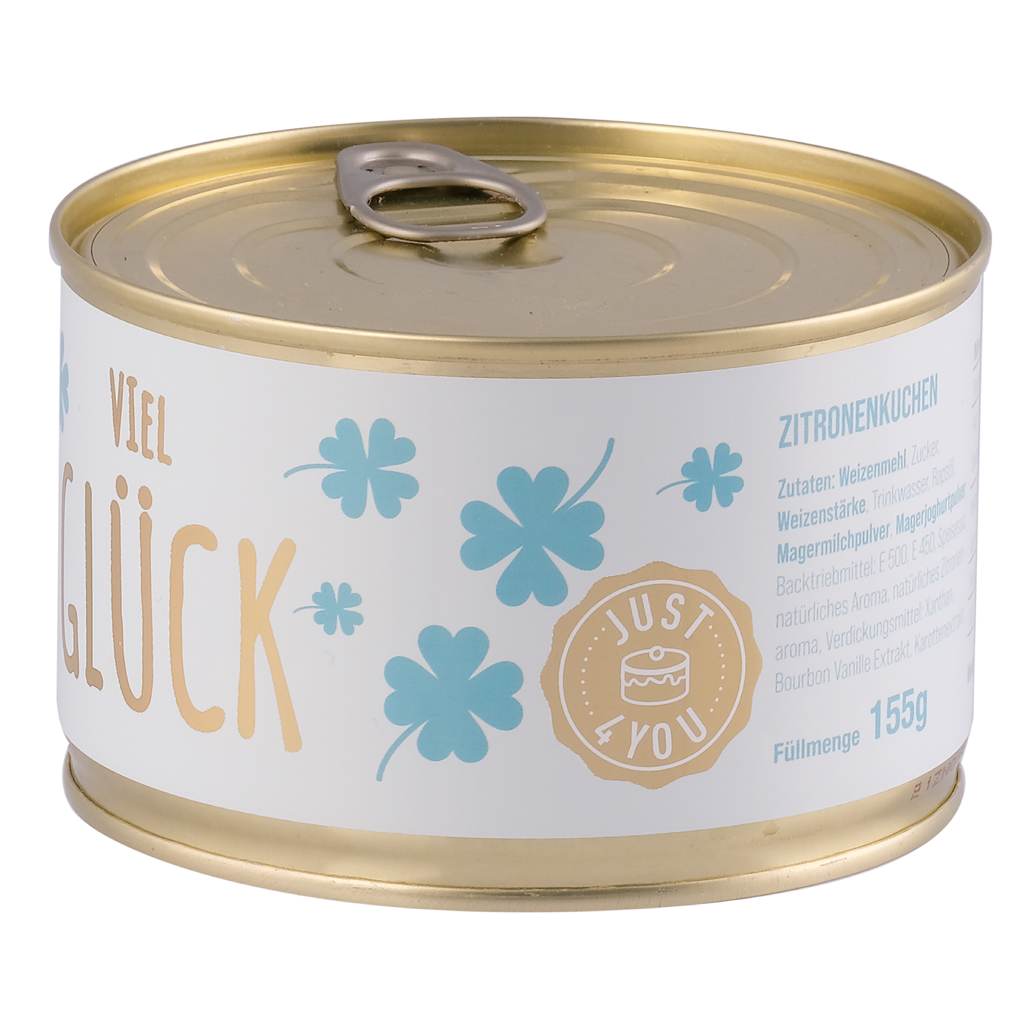 Dosenkuchen-Zitrone, „Viel Glück“ und Glücksklee