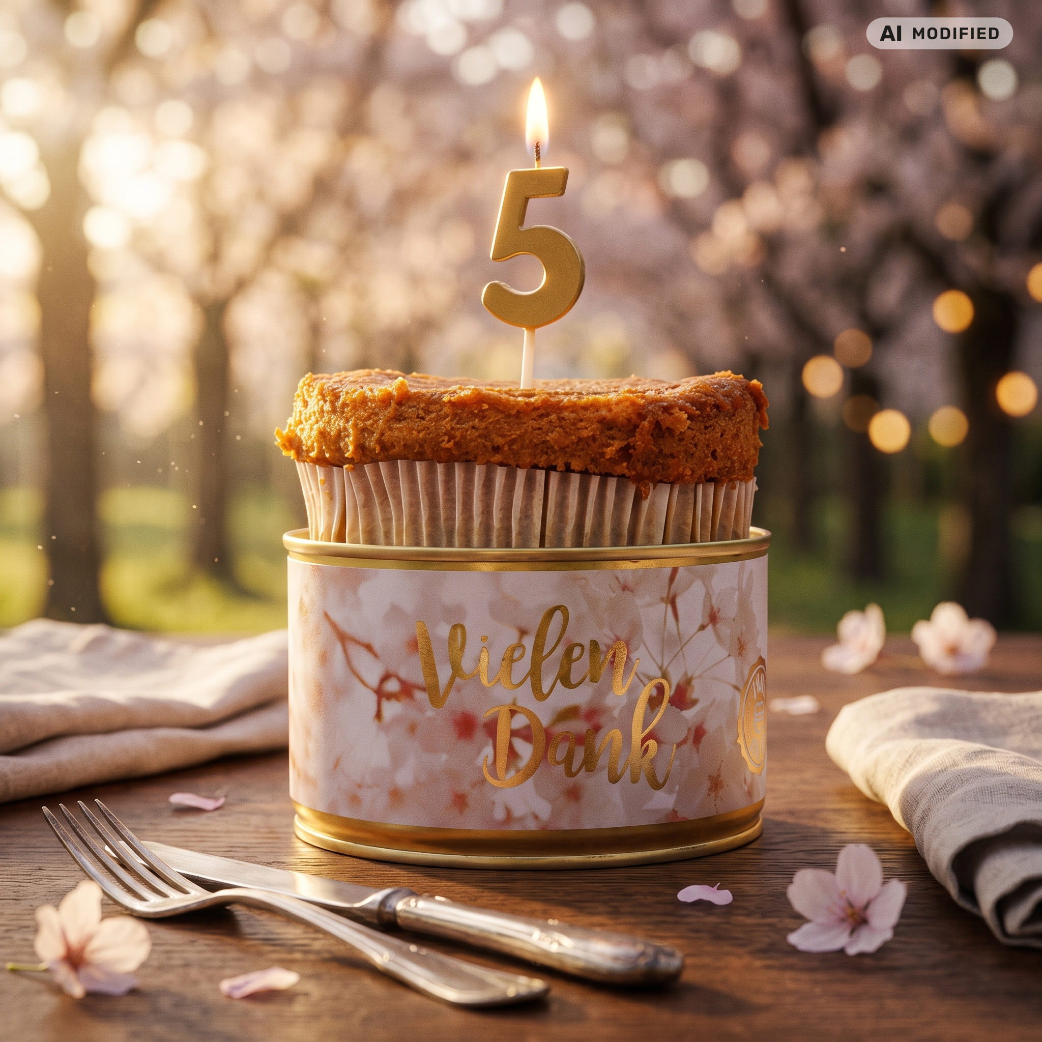 Dosenkuchen-Zitrone, „Vielen Dank“ und Blütenmotiv