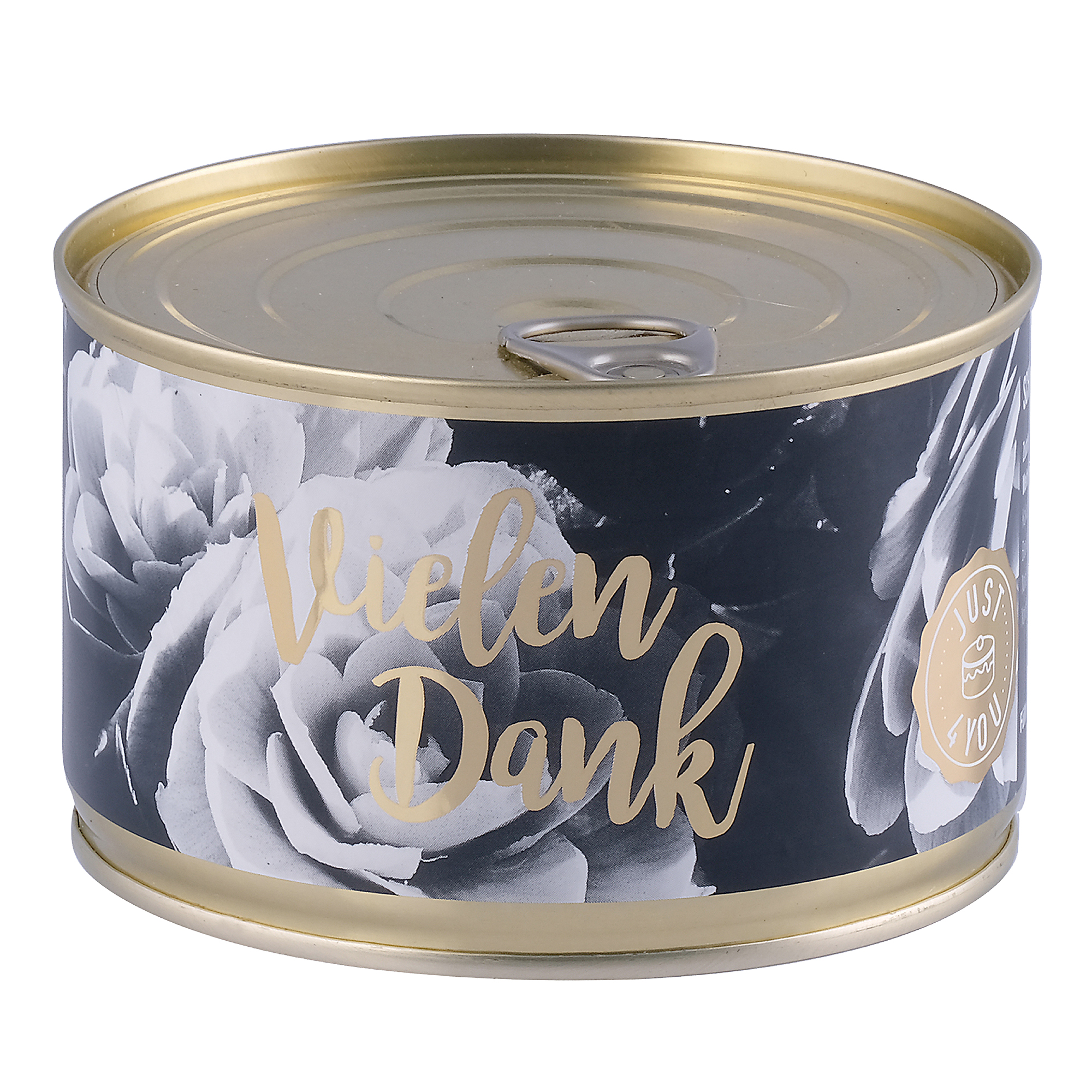 Dosenkuchen–Schoko, „Vielen Dank“ und Rosenmotiv