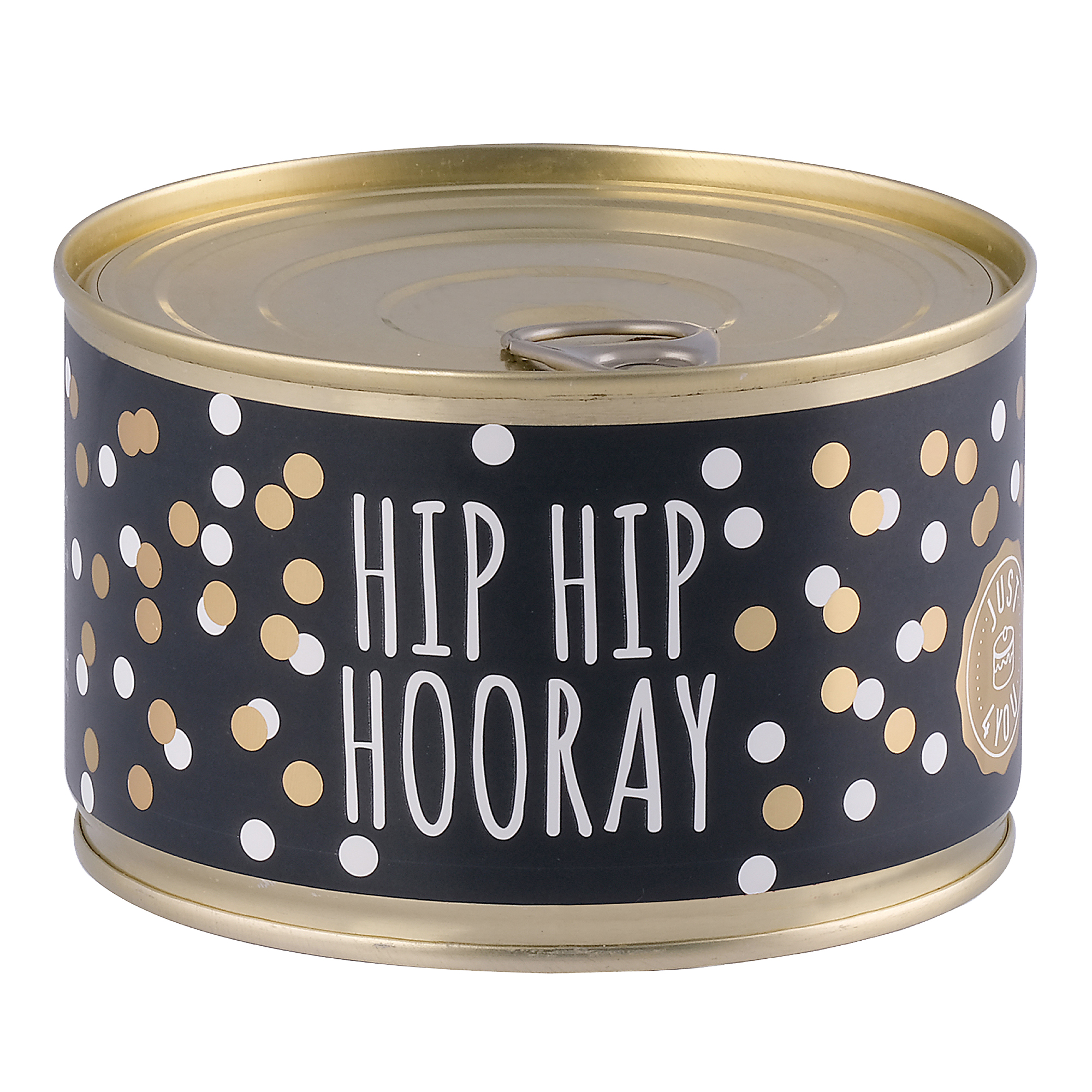 Dosenkuchen–Schoko, „Hip Hip Hooray“ und Konfettimotiv