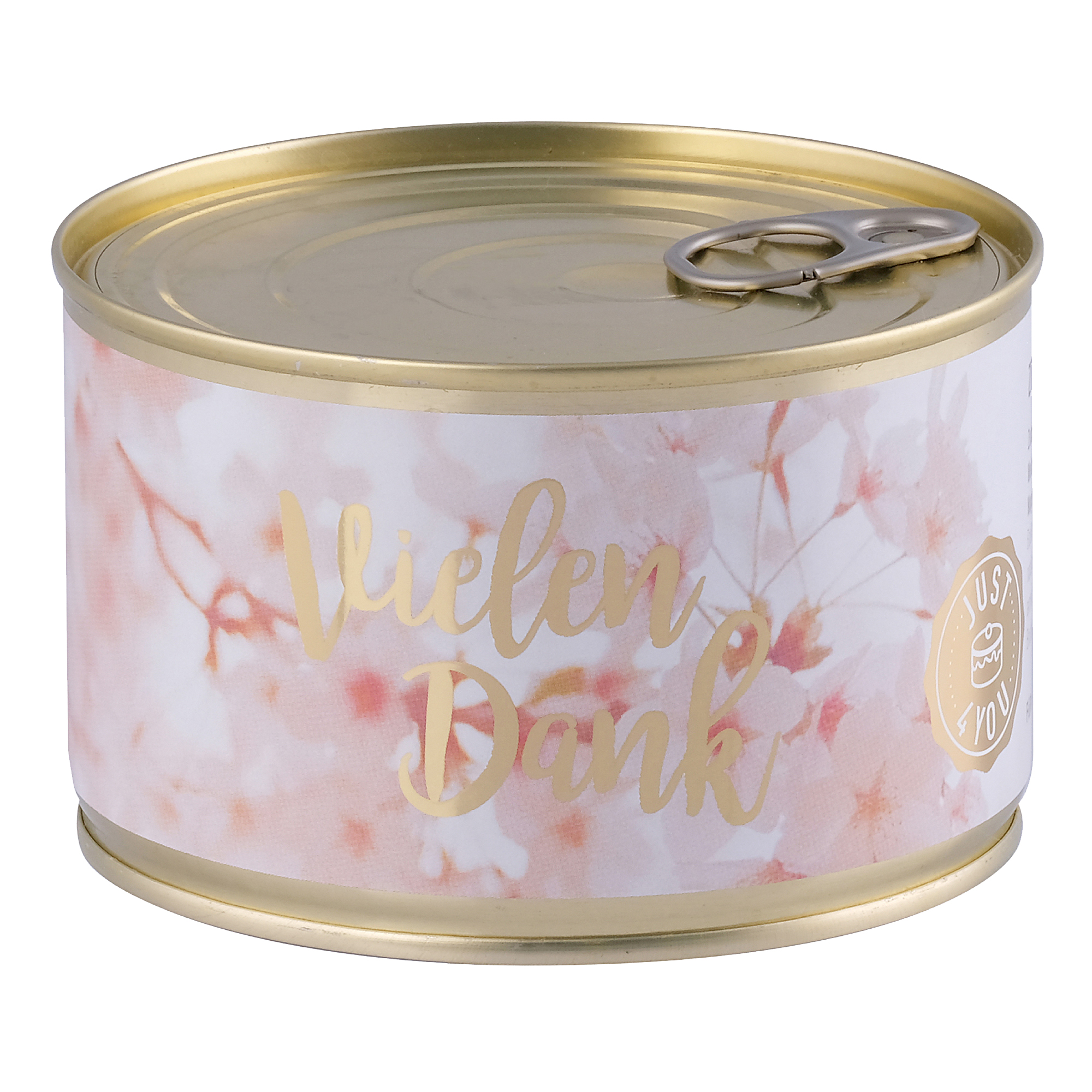Dosenkuchen-Zitrone, „Vielen Dank“ und Blütenmotiv