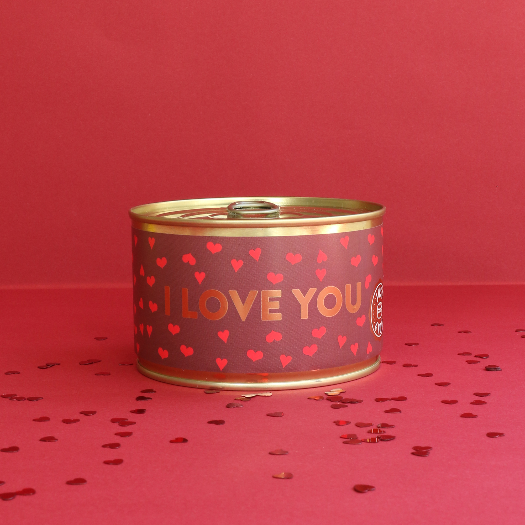 Dosenkuchen–Schoko „I Love You“ Herzchen und Herzchenmotiv