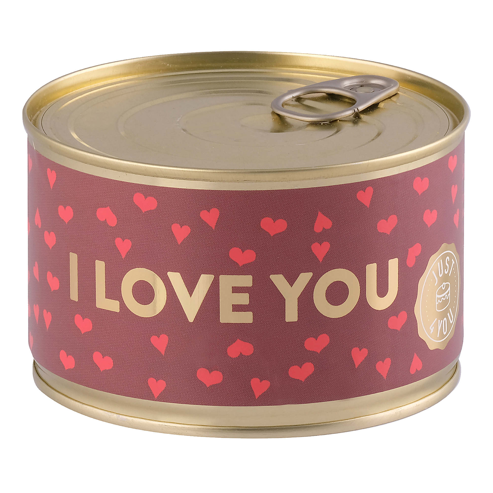 Dosenkuchen–Schoko „I Love You“ Herzchen und Herzchenmotiv